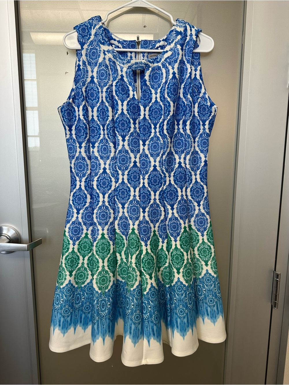 Danny & Nicole abstract printed sleeveless keyhole fit and flare dress size 16